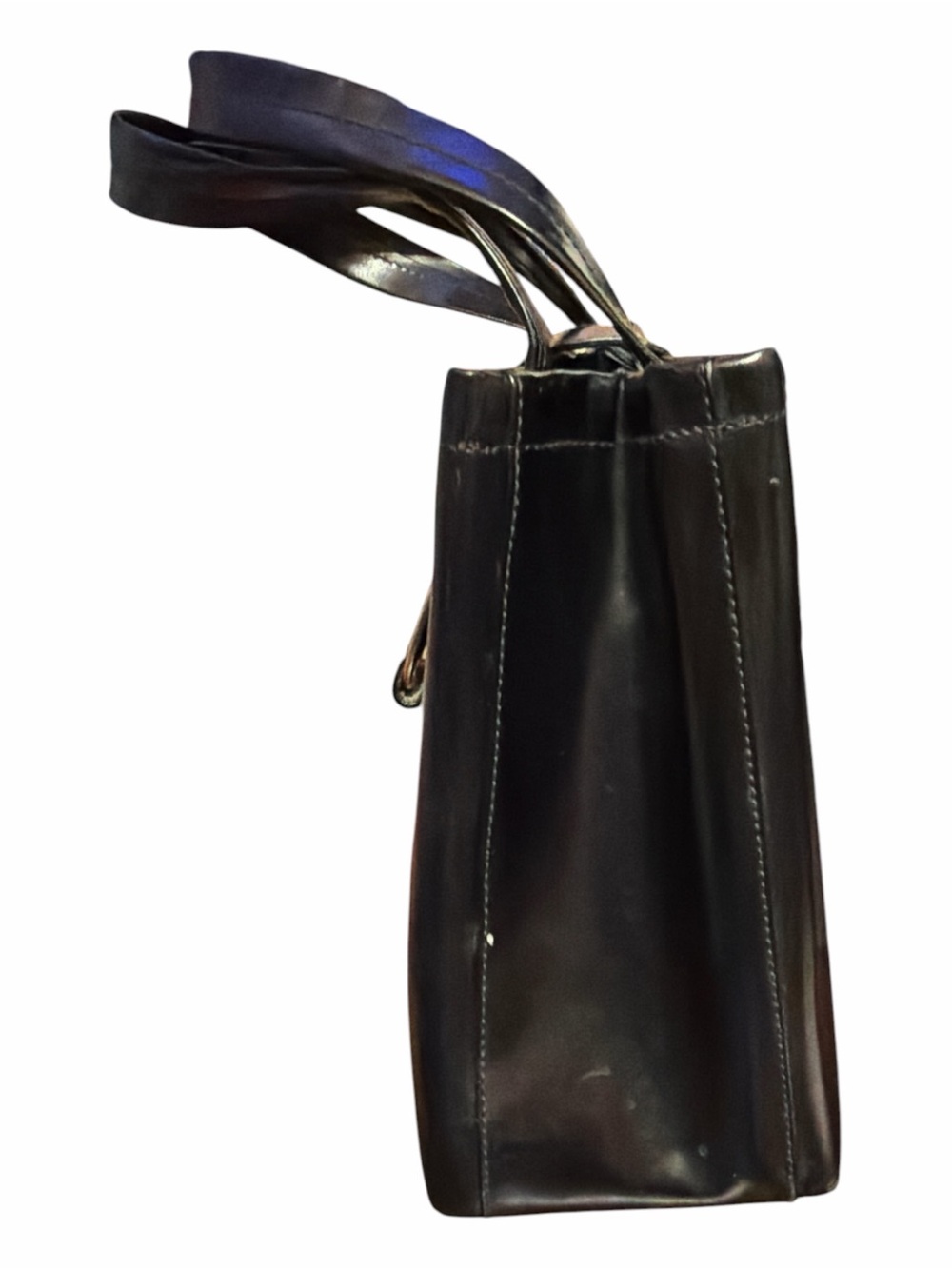 Vintage Salvatore Ferragamo Black Smooth Leather Top Handle Box Bag Tote - Picture 4 of 6